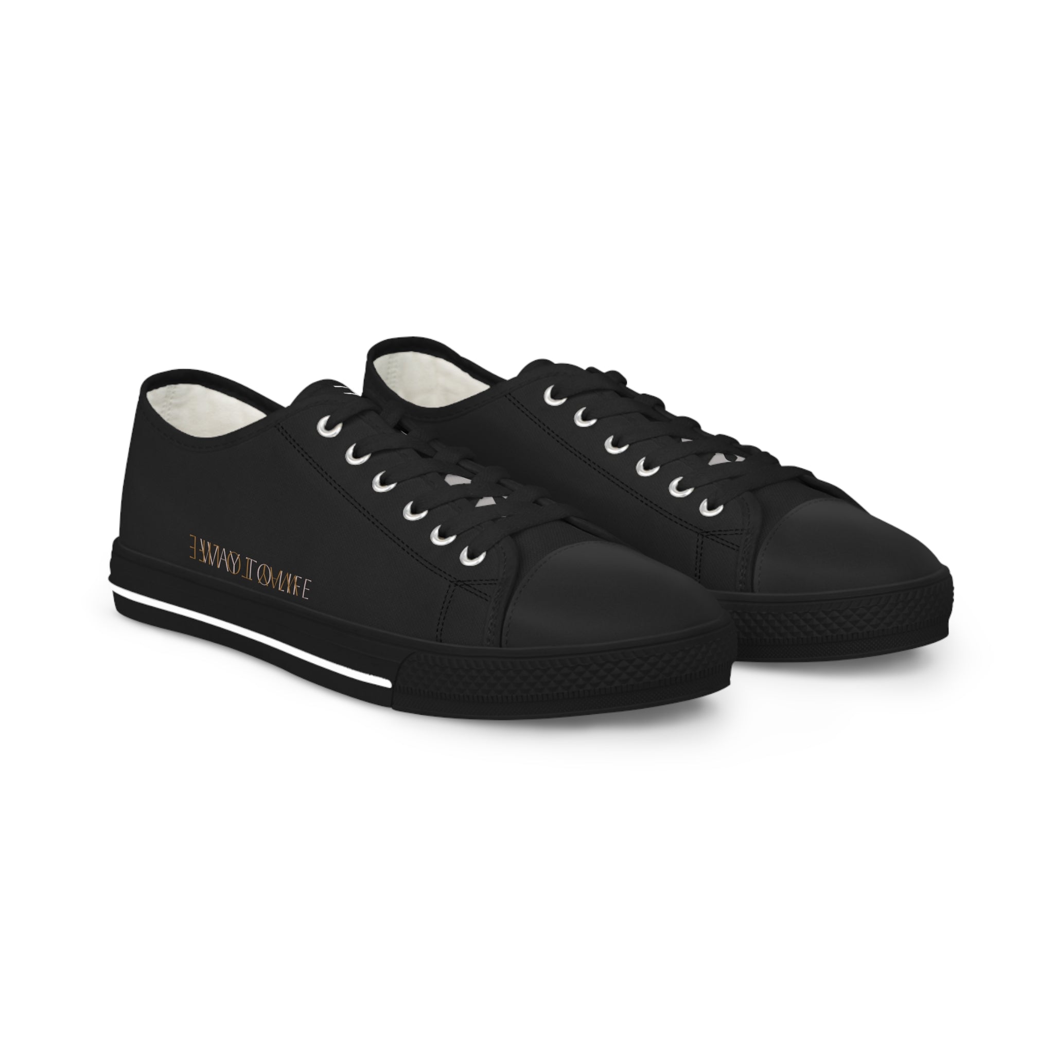 Black Low Top Sneakers — Minimal Casual Men's Canvas Shoes