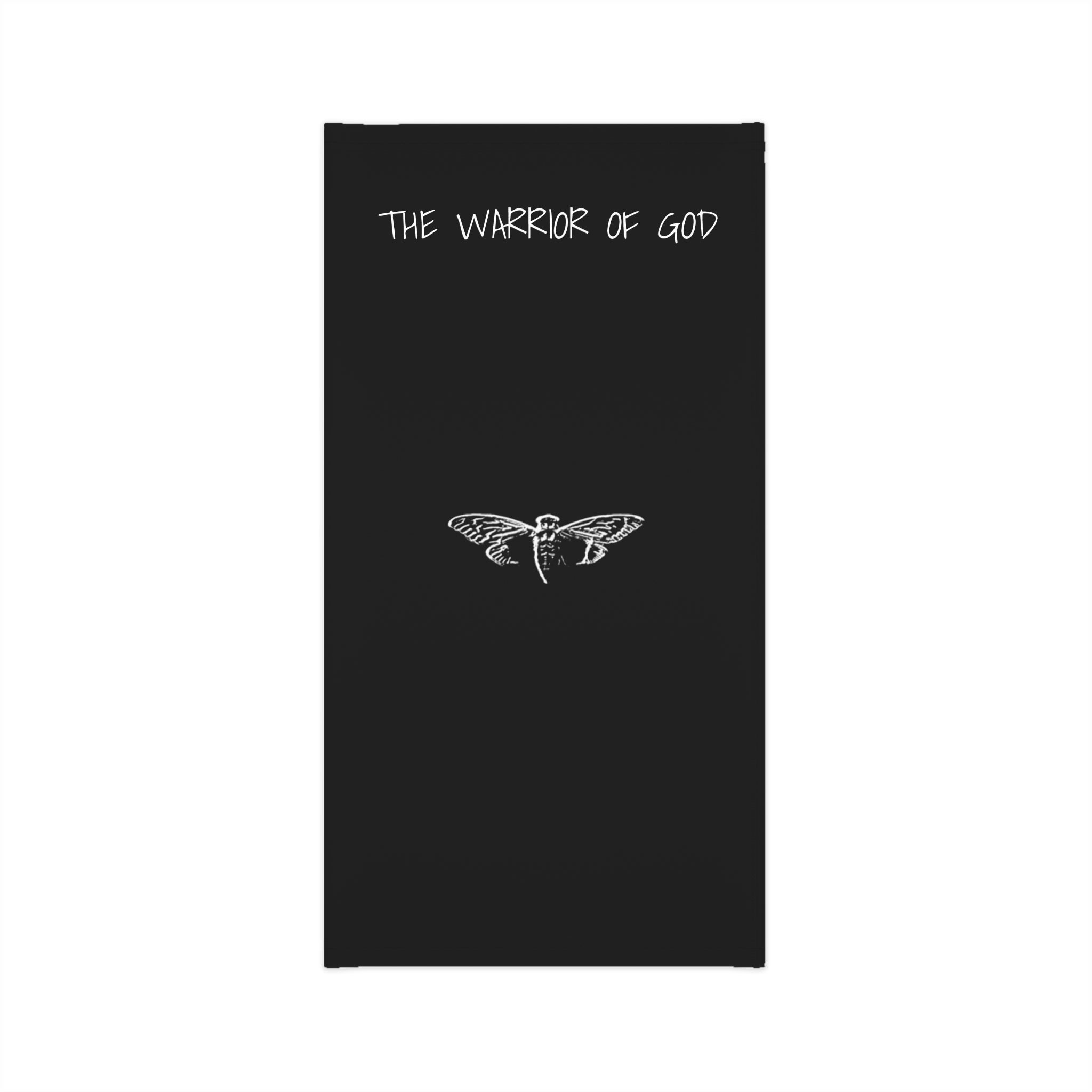 The Warrior of God Neck Gaiter — Black Spiritual Face Scarf with Moth Graphic