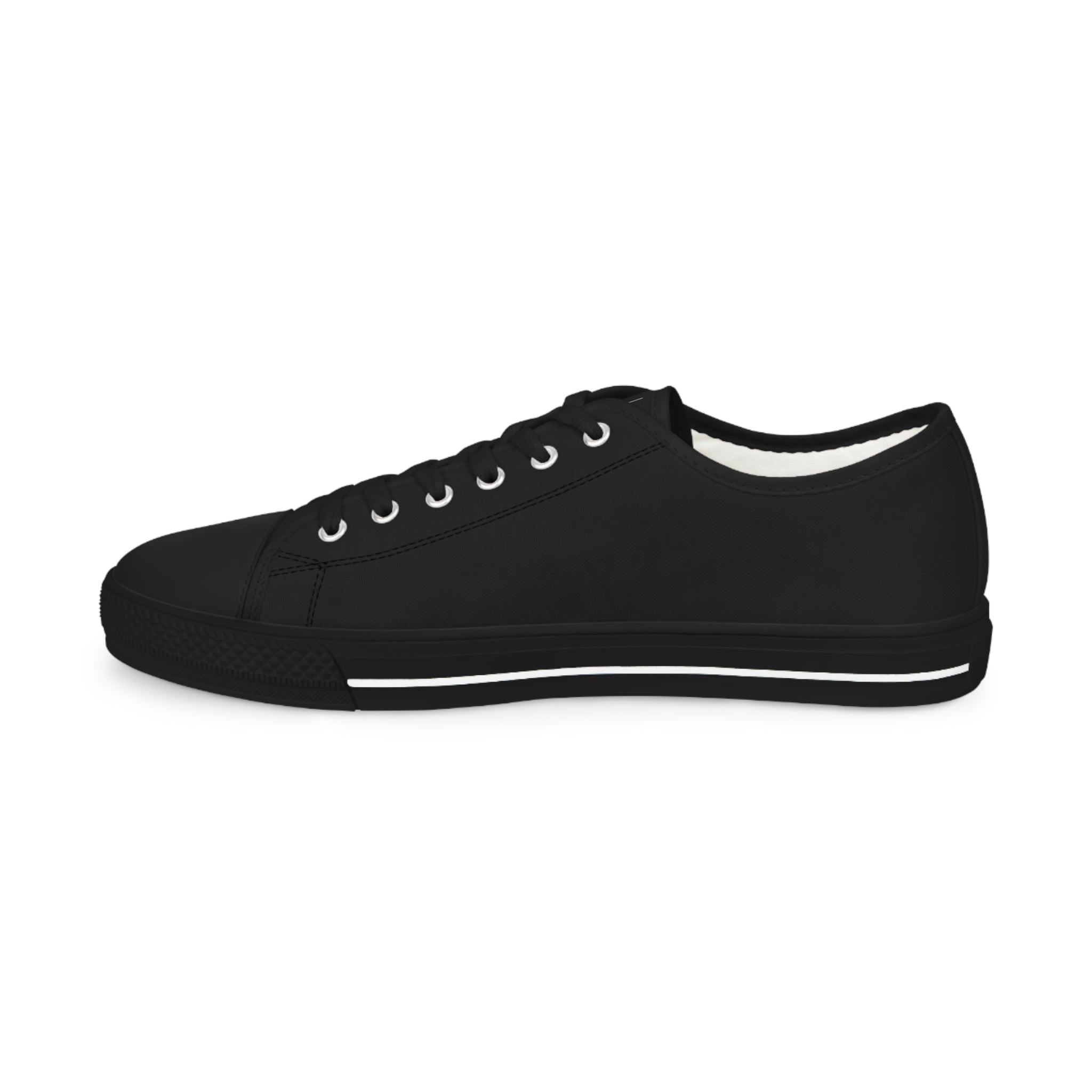 Black Low Top Sneakers — Minimal Casual Men's Canvas Shoes